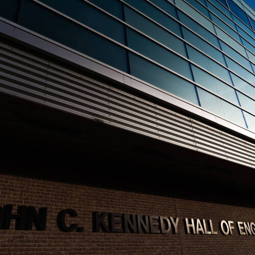 Outside of Kennedy Hall of Engineering